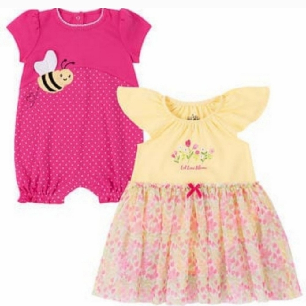 Kid's Headquarters Infant Romper Set, Bee, 18m Nwt